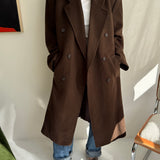 Heavy wool chocolate brown with hues of green coat