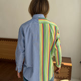 Colorful pinstriped and blue pinstriped contrasted shirt