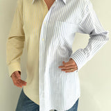 Contrasted shirt in yellow and blue cotton