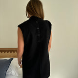 Dark blue pinstriped double breasted vest