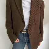 Stunning Green and brown toned tweed contrasted blazer