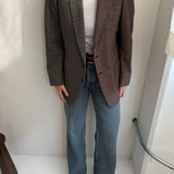 Checkered and houndstooth contrasted blazer