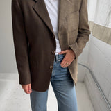 Contrasted blazer in Brown checkered and pale brown  (Express shipping)