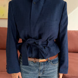 Blue checkered Belted blazer
