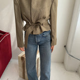 Belted blazer in Beige