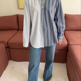 Blue pinstriped and white blue striped contrasted shirt