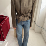Belted blazer in Houndstooth