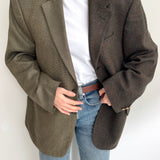 Contrasted blazer in green and brown tones