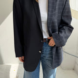 Contrasted blazer in dark grey and blue checkered (Express shipping)