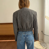 Bomber jacket in Dark grey herringbone