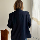 Contrasted blazer in Solid navy and blue pinstriped (Express shipping)