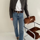 Bomber jacket in grey houndstooth