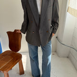 Grey double-breasted button back blazer