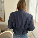 Cinched waist cropped blazer in blue