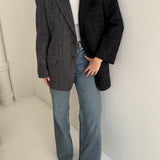 Grey tweed contrasted blazer