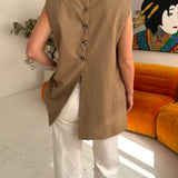 Stunning button back vest in Taupe/beige