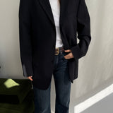 Classic black pinstriped blazer