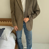 Heavy wool lavendar and green contrasted blazer