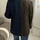 Contrasted blazer in blue and brown double-breasted (Express shipping)