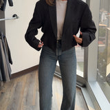 Dark cinched cropped blazer