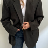 Dark green wool contrasted blazer