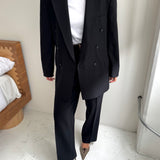 Stunning dark blue pinstriped double breasted suit