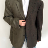 Contrasted blazer in green and brown tones