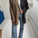Contrasted blazer in Brown plaid and dark brown speckered (Express shipping)