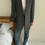 Grey pinstriped button back blazer