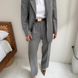 Pale stone grey suit