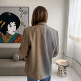 Contrasted blazer in blue checkered and mustard plaid   (Express shipping)