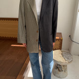 Contrasted blazer in blue houndstooth and solid grey  (Express shipping)