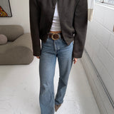 Bomber jacket in green heavy wool