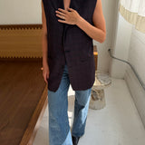 Stunning button back vest in dark purple plaid