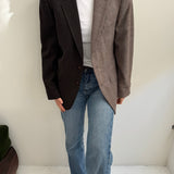 Contrasted blazer in plaid brown tones