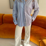 Contrasted shirt in Purple and blue