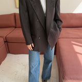 Double-breasted blazer in brown herringbone