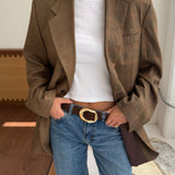 Contrasted blazer in brown houndstooth mix (Express shipping)