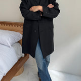 Dark grey herringbone coat in wool