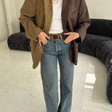 Contrasted blazer in houndstooth and brown (Express shipping)