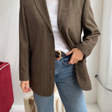 Button back blazer in Brown