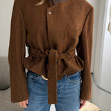 Belted blazer in brown