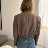 Structured houndstooth bomber jacket