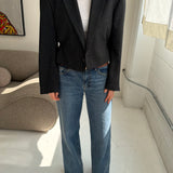 Dark speckered Cinched waist cropped blazer