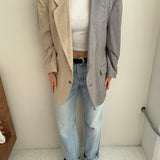 Contrasted blazer in silk and wool in blue and pale