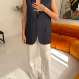 Stunning button back vest in deep blue