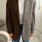 Contrasted blazer in grey with brown checks and chocolate houndstooth (Express shipping)