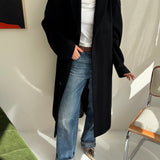 Heavy wool single breasted black coat