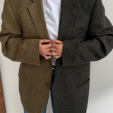 Olive contrasted blazer in wool