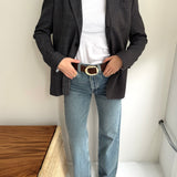 Contrasted blazer in dark blue and grey